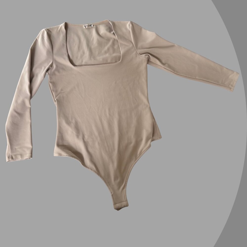 Free People Women's Tan Long Sleeve Bodysuit Small